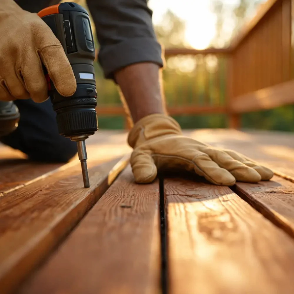 Travail sur le plancher de bois